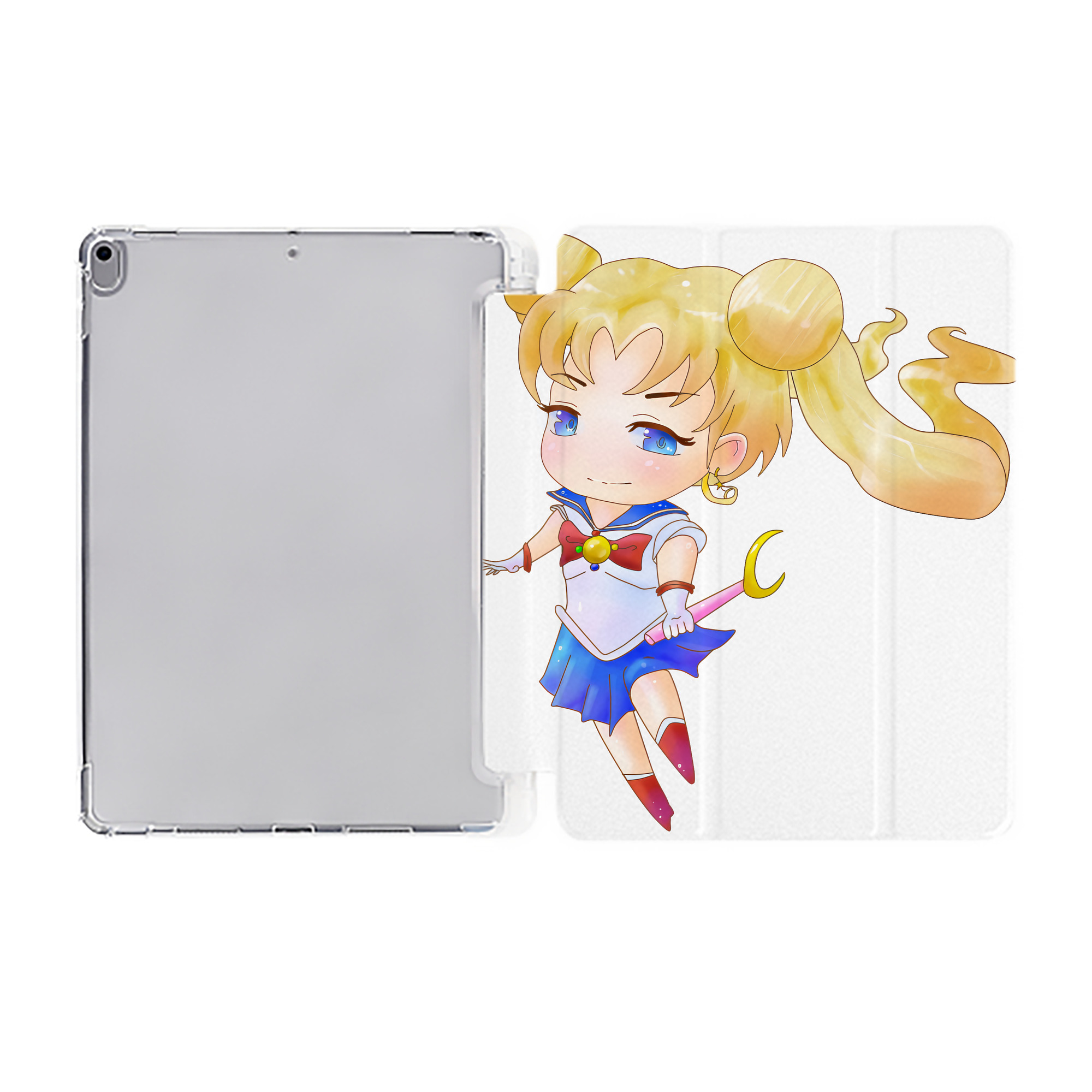 （画像用） 美少女戦士セーラームーン 愛野 美奈子 あいの みなこ Sailor Moon Aino Minako IPad ケース ペン収納付き 三つ折りスタンド PUレザー×シリコン 対応機種9.5/10.5/10.9インチ